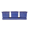 BLUE SQUARE CERAMIC SMALL PLANTER SET OF 3