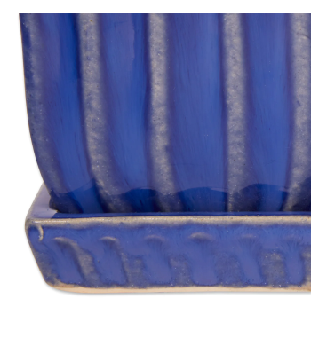 BLUE SQUARE CERAMIC SMALL PLANTER SET OF 3