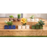 BLUE SQUARE CERAMIC SMALL PLANTER SET OF 3