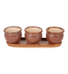 BROWN ROUND CERAMIC SMALL PLANTER SET OF 3