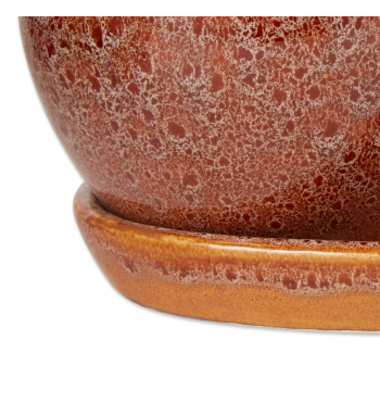 BROWN ROUND CERAMIC SMALL PLANTER SET OF 3