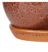 BROWN ROUND CERAMIC SMALL PLANTER SET OF 3
