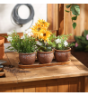 BROWN ROUND CERAMIC SMALL PLANTER SET OF 3