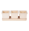 WHITE SQUARE CERAMIC SMALL PLANTER SET OF 3