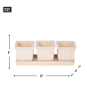 WHITE SQUARE CERAMIC SMALL PLANTER SET OF 3