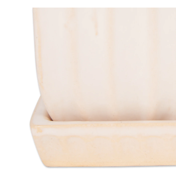WHITE SQUARE CERAMIC SMALL PLANTER SET OF 3