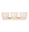 CREAM ROUND CERAMIC SMALL PLANTER SET OF 3