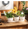 CREAM ROUND CERAMIC SMALL PLANTER SET OF 3