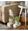 ABSTRACT GOLD AND WHITE CEMENT FLOWER POT SET/2