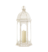 GRACEFUL DISTRESSED WHITE LARGE LANTERN