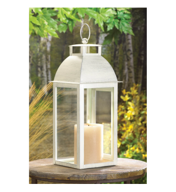 DISTRESSED IVORY CANDLE LANTERN