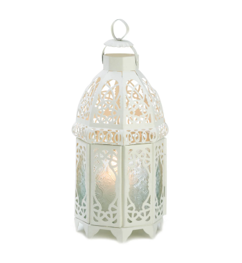 WHITE LATTICE LANTERN