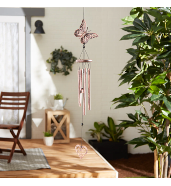 BUTTERFLY AND HEART WIND CHIMES