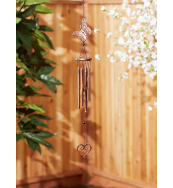 BUTTERFLY AND HEART WIND CHIMES