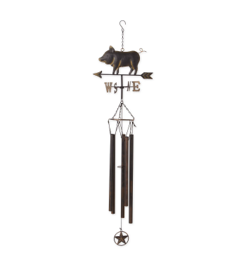 Weathervane Wind Chime - Iron Pig