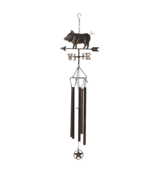 Weathervane Wind Chime - Iron Pig