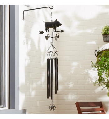 Weathervane Wind Chime - Iron Pig