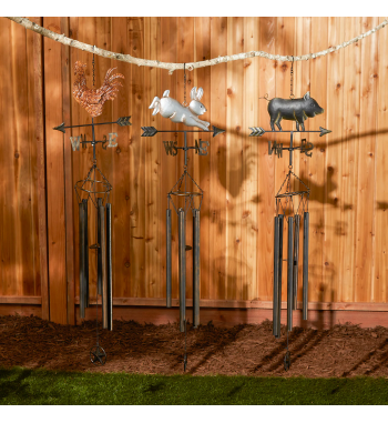 Weathervane Wind Chime - Iron Pig