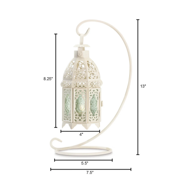 WHITE FANCY CANDLE LANTERN WITH STAND