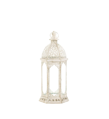 GRACEFUL DISTRESSED SMALL WHITE LANTERN