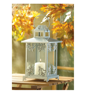 SILVER SCROLLWORK CANDLE LANTERN