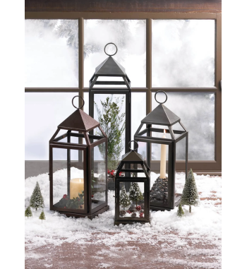 RUSTIC SILVER CONTEMPORARY LANTERN
