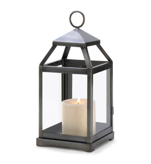 RUSTIC SILVER CONTEMPORARY LANTERN