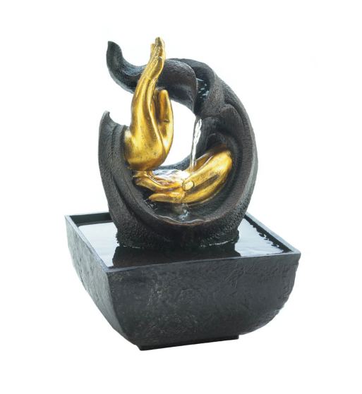 GOLDEN HANDS ACCENT TABLETOP FOUNTAIN