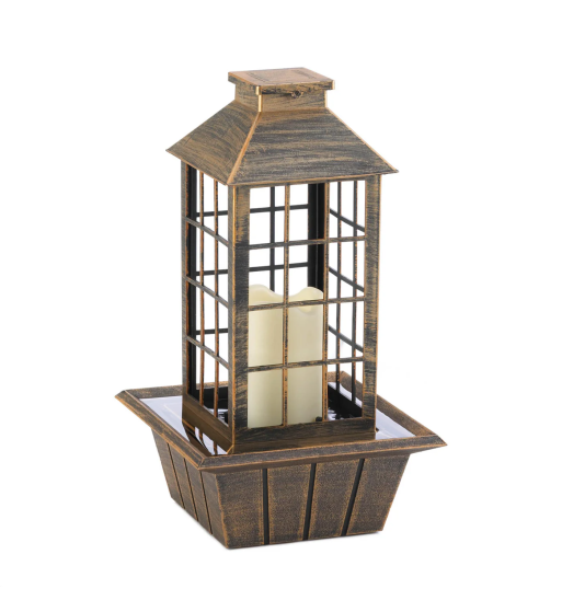 BRONZED LANTERN TABLETOP FOUNTAIN (INCL. PUMP)