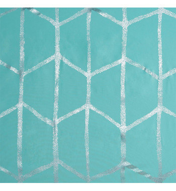 Raina Printed Metallic Shower Curtain - Aqua/Silver