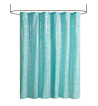 Raina Printed Metallic Shower Curtain - Aqua/Silver