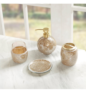 Mosaic 4 Piece Bath Accessory Set - Gold