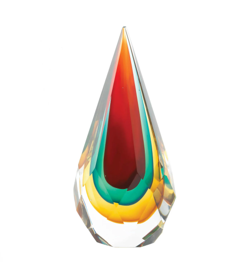 FACETED TEARDROP ART GLASS