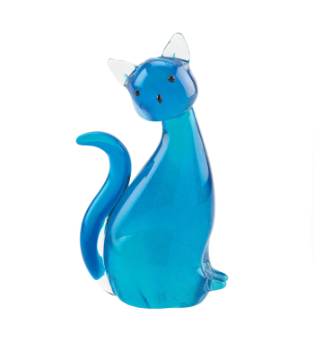 BLUE KITTY CAT ART GLASS