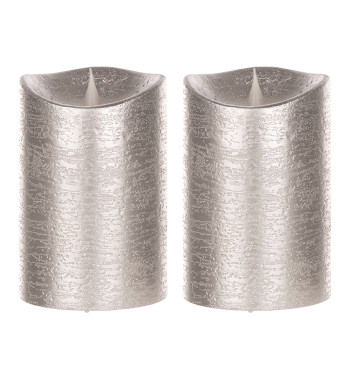 Small Silver Simplux LED Designer Candle (Set of 2)