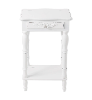 CARVED WHITE SIDE TABLE