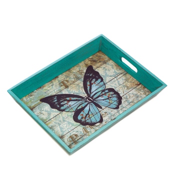 BLUE BUTTERFLY SERVING TRAY