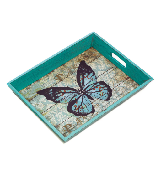 BLUE BUTTERFLY SERVING TRAY