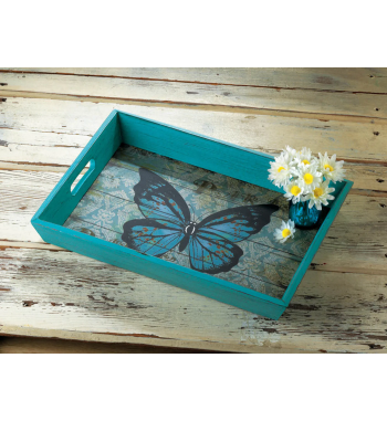 BLUE BUTTERFLY SERVING TRAY