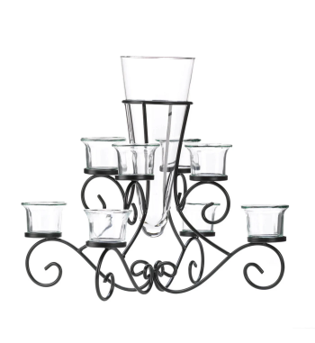 SCROLLWORK CANDLE STAND WITH VASE