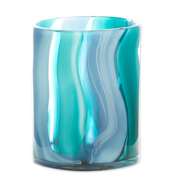 SMALL BLUE CYLINDER GLASS VASE