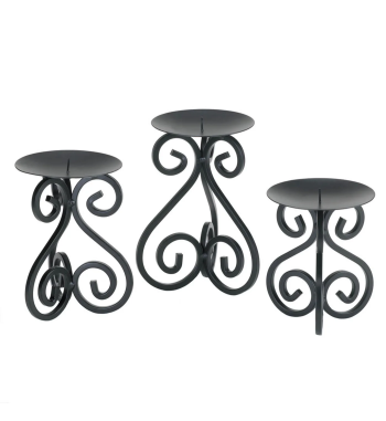 SCROLLWORK CANDLE STAND TRIO