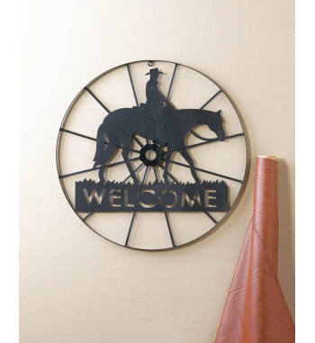 COWBOY WELCOME WHEEL SIGN