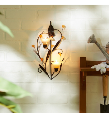 AMBER LILIES CANDLE WALL SCONCE