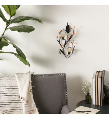 AMBER LILIES CANDLE WALL SCONCE