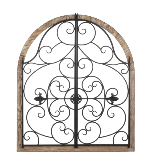 ARCHED WOOD AND IRON WALL DÉCOR