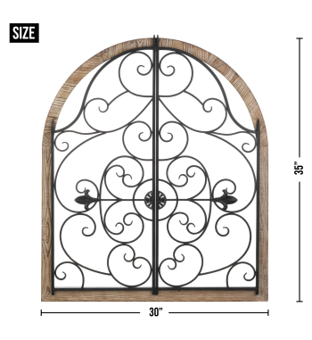 ARCHED WOOD AND IRON WALL DÉCOR