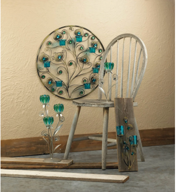 PEACOCK PLUMES CIRCULAR WALL SCONCE