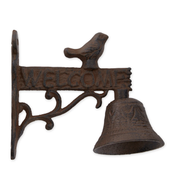 WELCOME SIGN WITH BIRD CAST IRON DOOR BELL