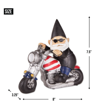 SOLAR BIKER GNOME FIGURINE